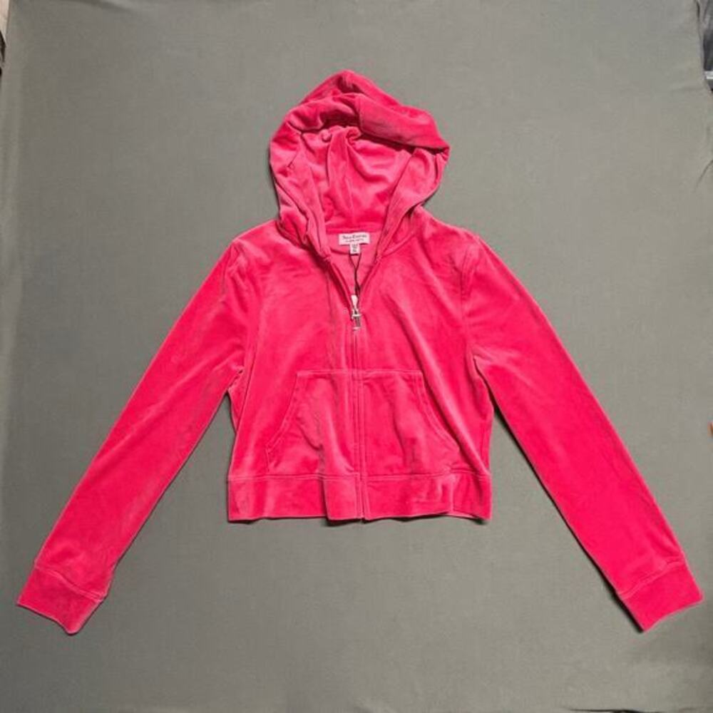 Juicy Couture Velour Hoodie Size XL Pink Women's Y2K "juicy" bling‎